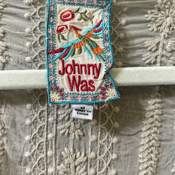 Johnny Was Beige Floral Embroidered Blouse - Picture 2 of 3